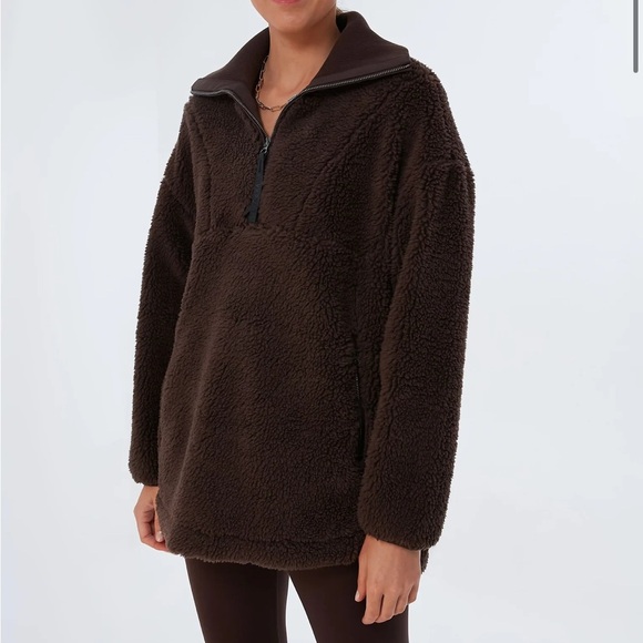 NWOT Varley Stratton Brown Teddy Fleece Jacket Quarter Zip Jacket - Picture 7 of 10